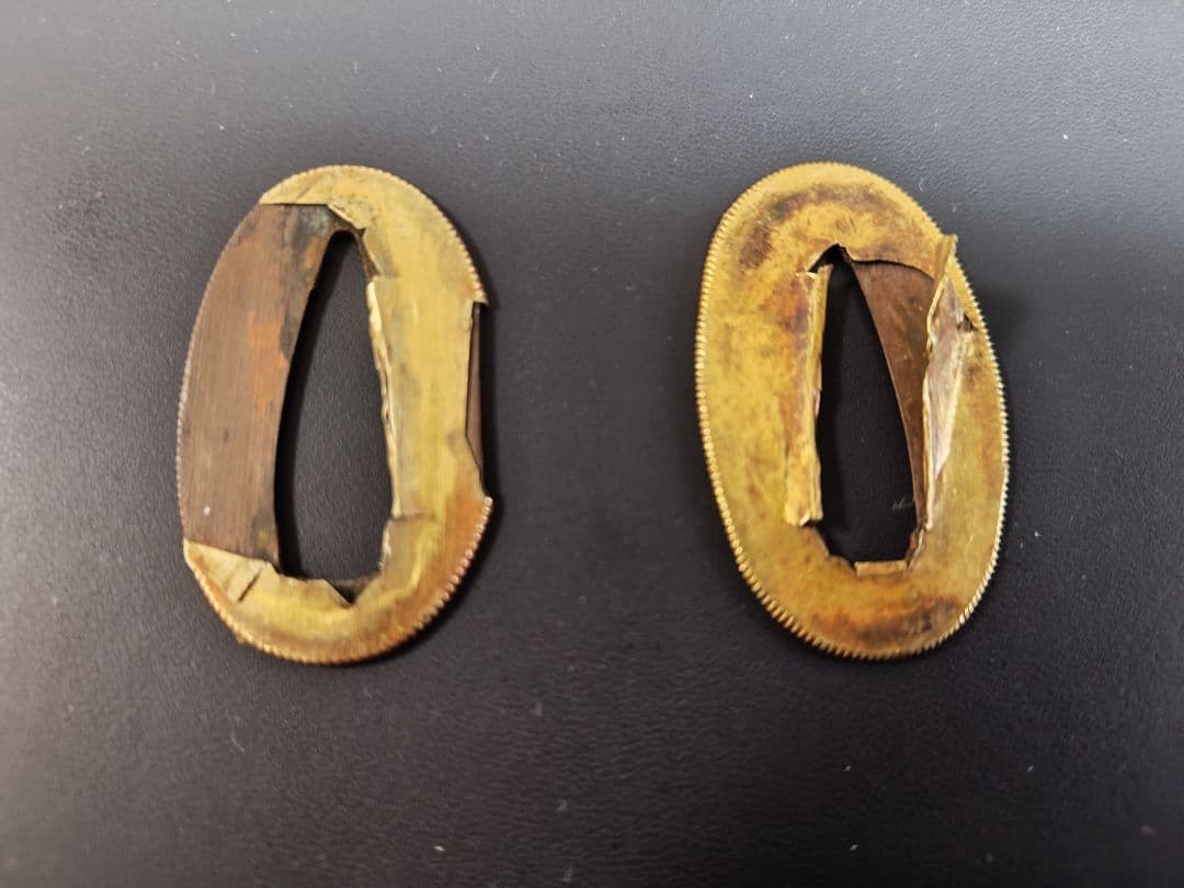 江戸期　打刀拵 黒鞘 茶色柄、鐔、金着切羽、鐺