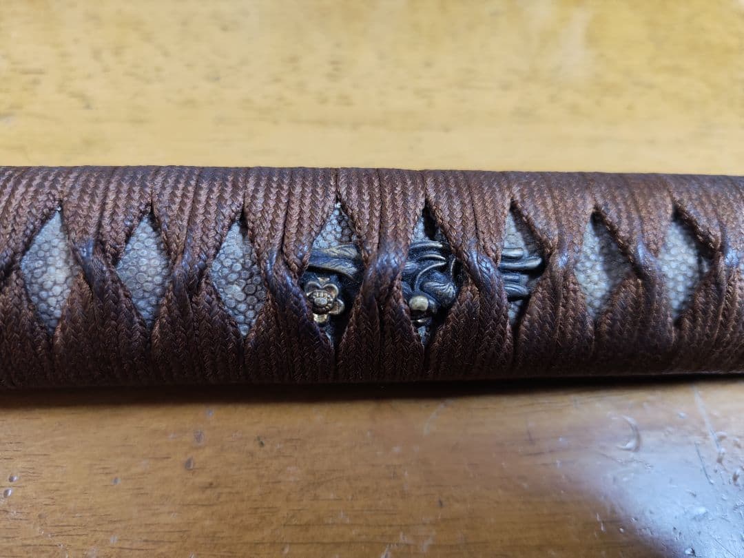 江戸期　打刀拵 黒鞘 茶色柄、鐔、金着切羽、鐺