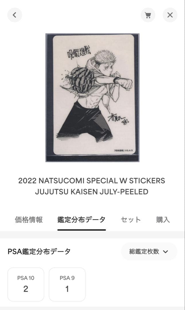 PSA10 鑑定向け(未鑑定・素体) 呪術廻戦 虎杖 伏黒 芥見先生描き下ろし