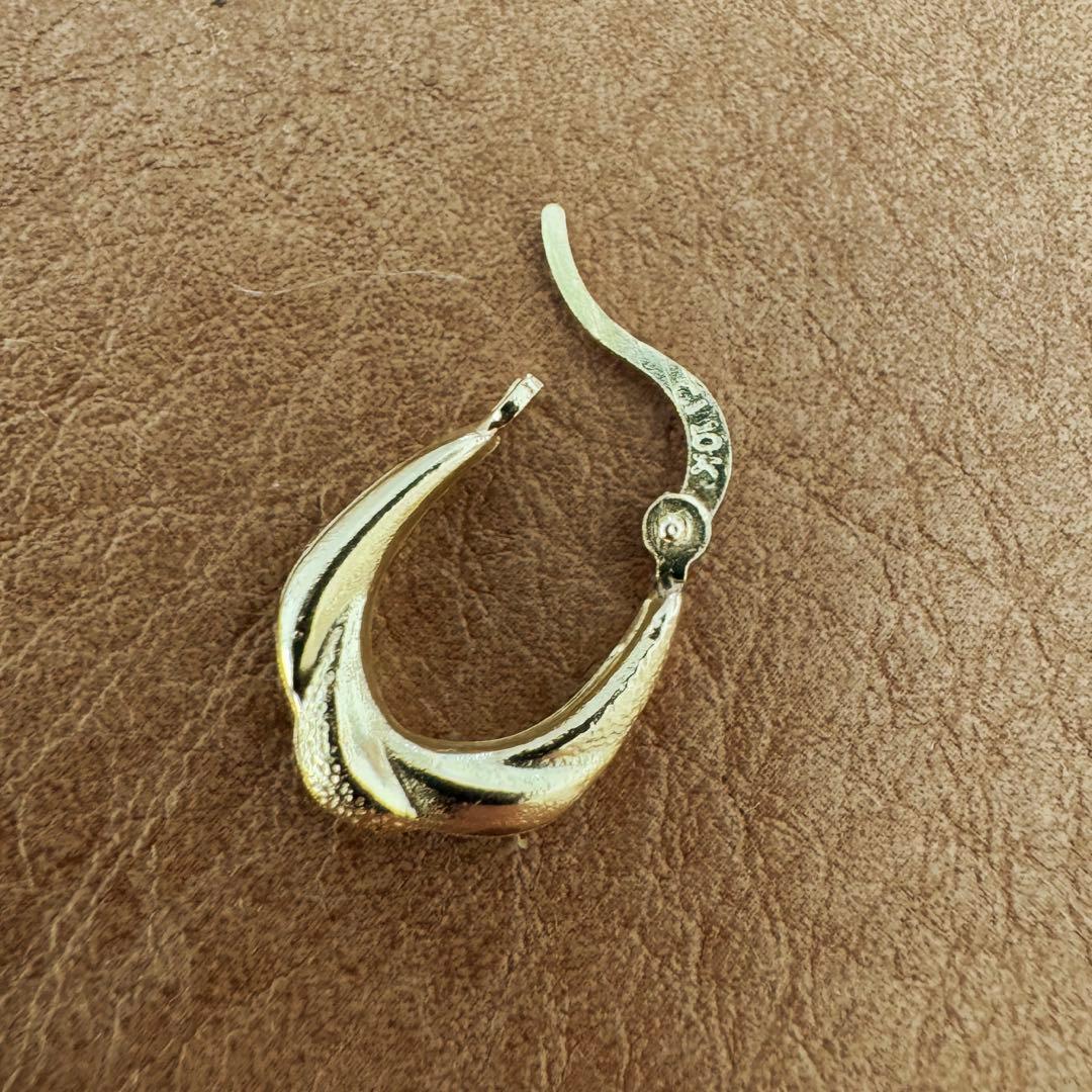 10K ソリッドイエローゴールド オーバルフープピアス NYビンテージ