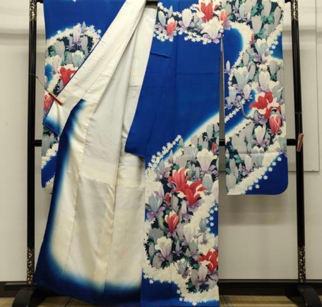 振袖 フルセット6点サイズM〜Ｌ草花文　暈し染め　正絹