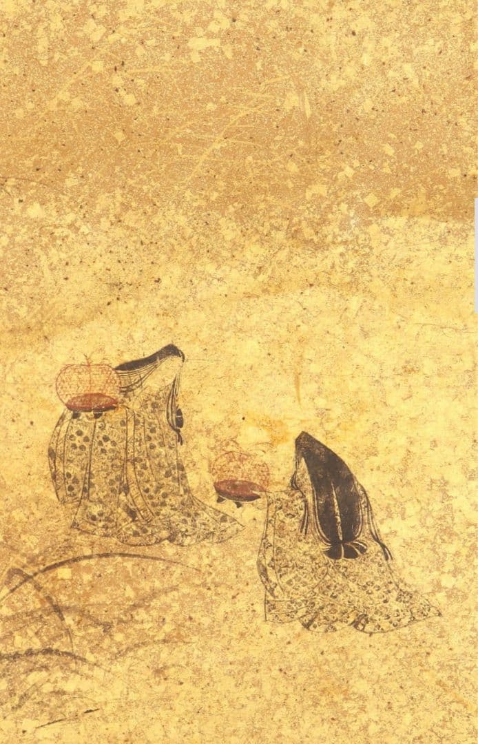 土佐光起 真作　虫狩美人図 　金地 　土佐光学極書き 土佐派再興