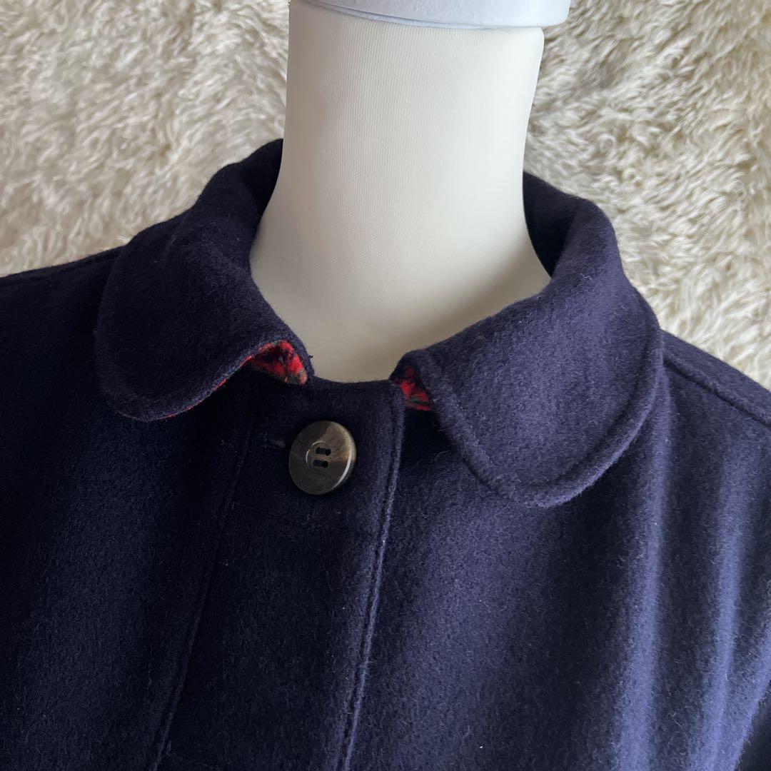 ファミリア　ウールコート　　フード付き　ネイビー