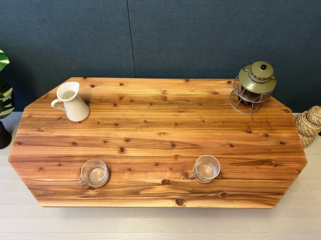 【在庫整理】 ローテーブル 長方形 8角 120cm 60cm 杉 折りたたみ脚