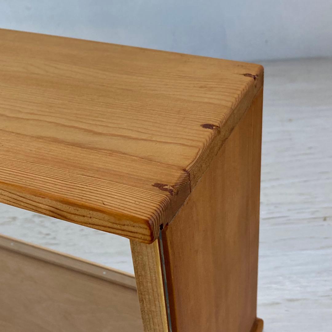 古い木製ガラスケース 横長 卓上ショーケース