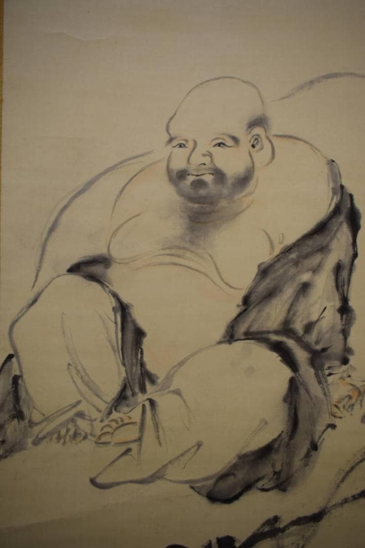 真作/杜成卿/布袋画賛/布袋屋掛軸HJ-394