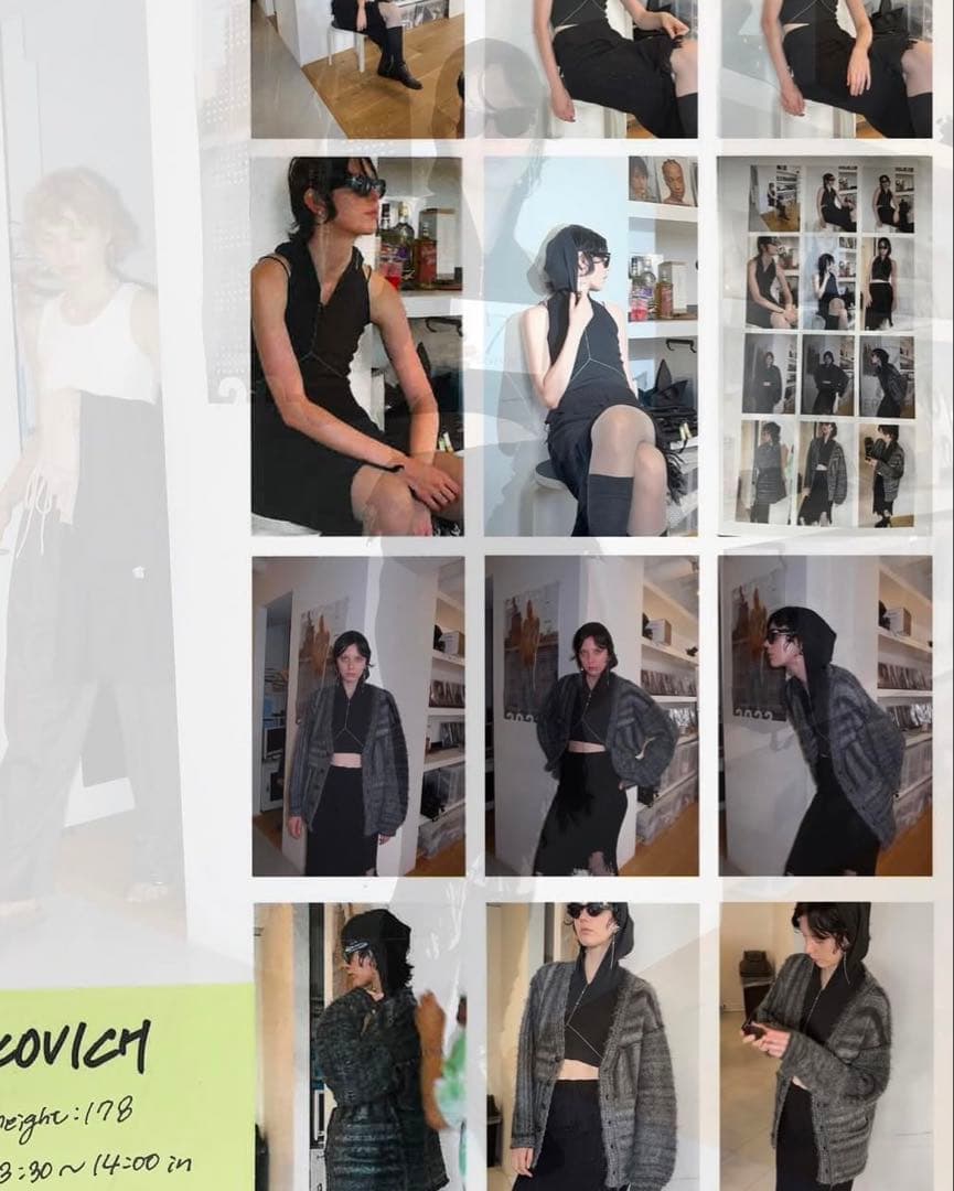 perverze/パーバーズ フリンジ付き黒ひざ丈スカートニット