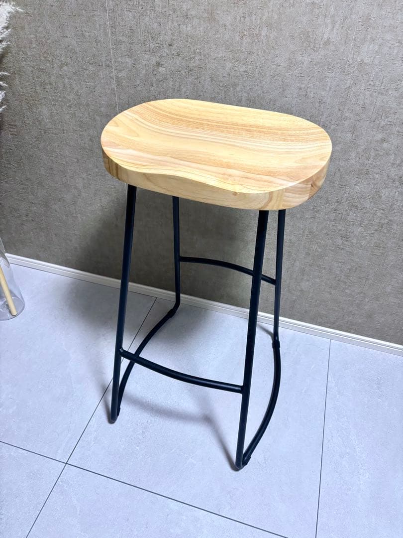 【新品未使用】kanademono 天然木 ハイスツール チェア