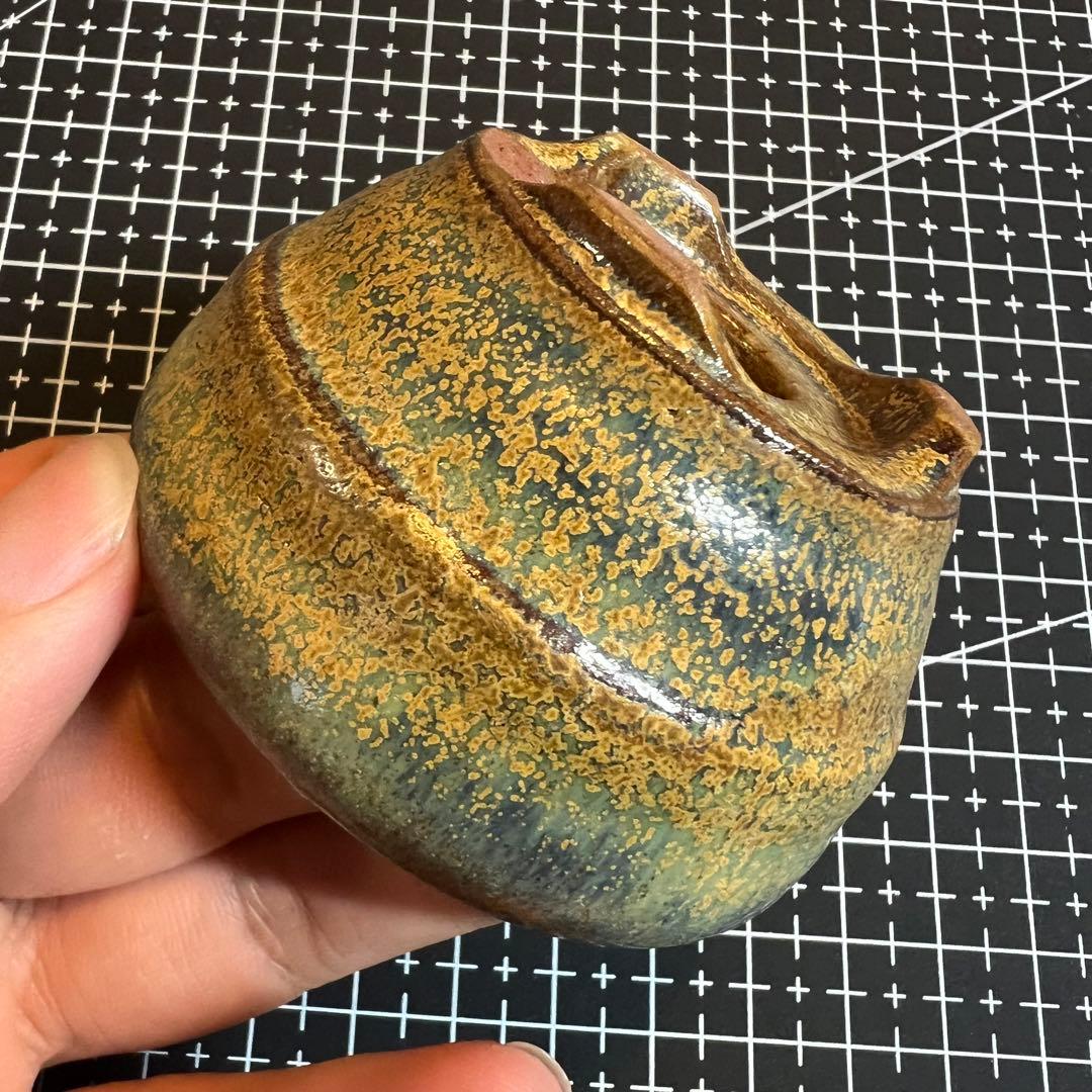 521.香山 窯変荞麦釉丸鉢 盆栽鉢 植木鉢 6.8*4cm