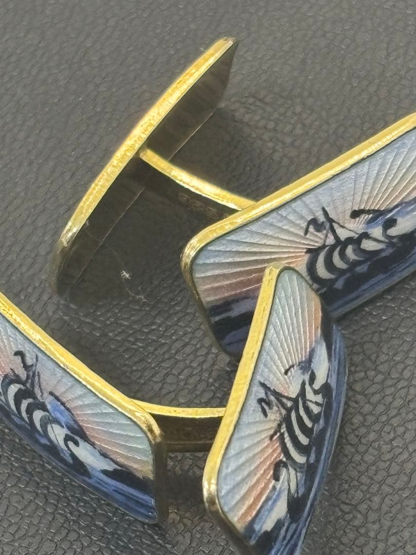 ヴィンテージJ. Angell Jacobsen 船のブローチカフリンクスセット