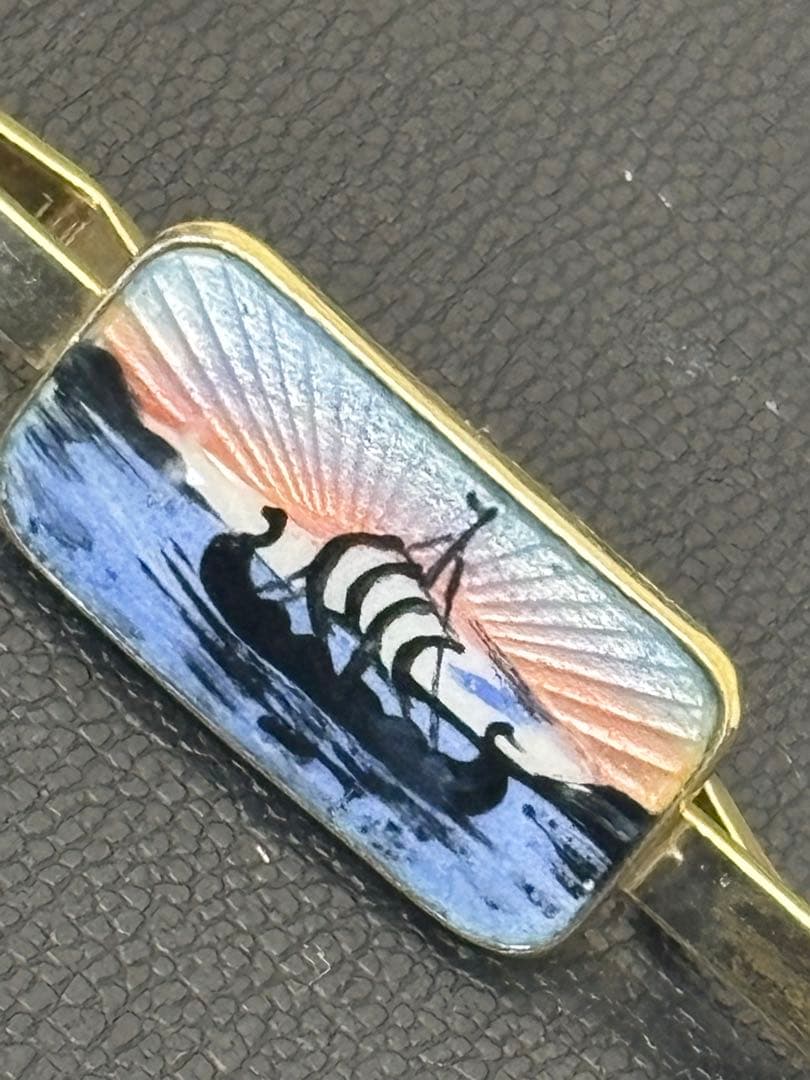 ヴィンテージJ. Angell Jacobsen 船のブローチカフリンクスセット