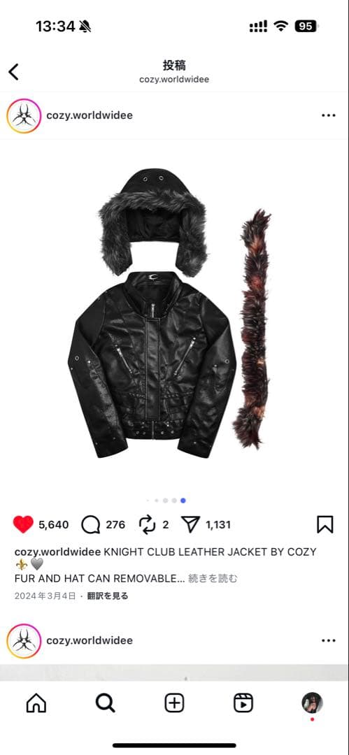 ジャケット・アウター cozy worldwide KNIGHTCLUB LEATHERJACKET