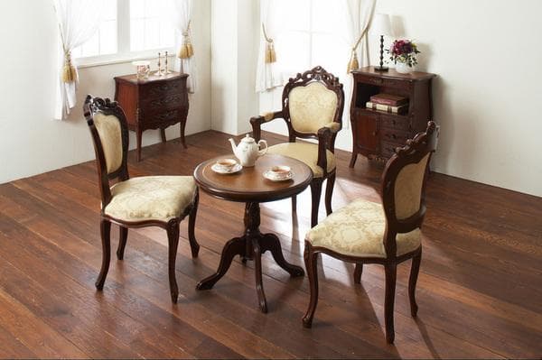 アンティーク調電話台/ファックス台 木製/マホガニー 『コモ』 猫足