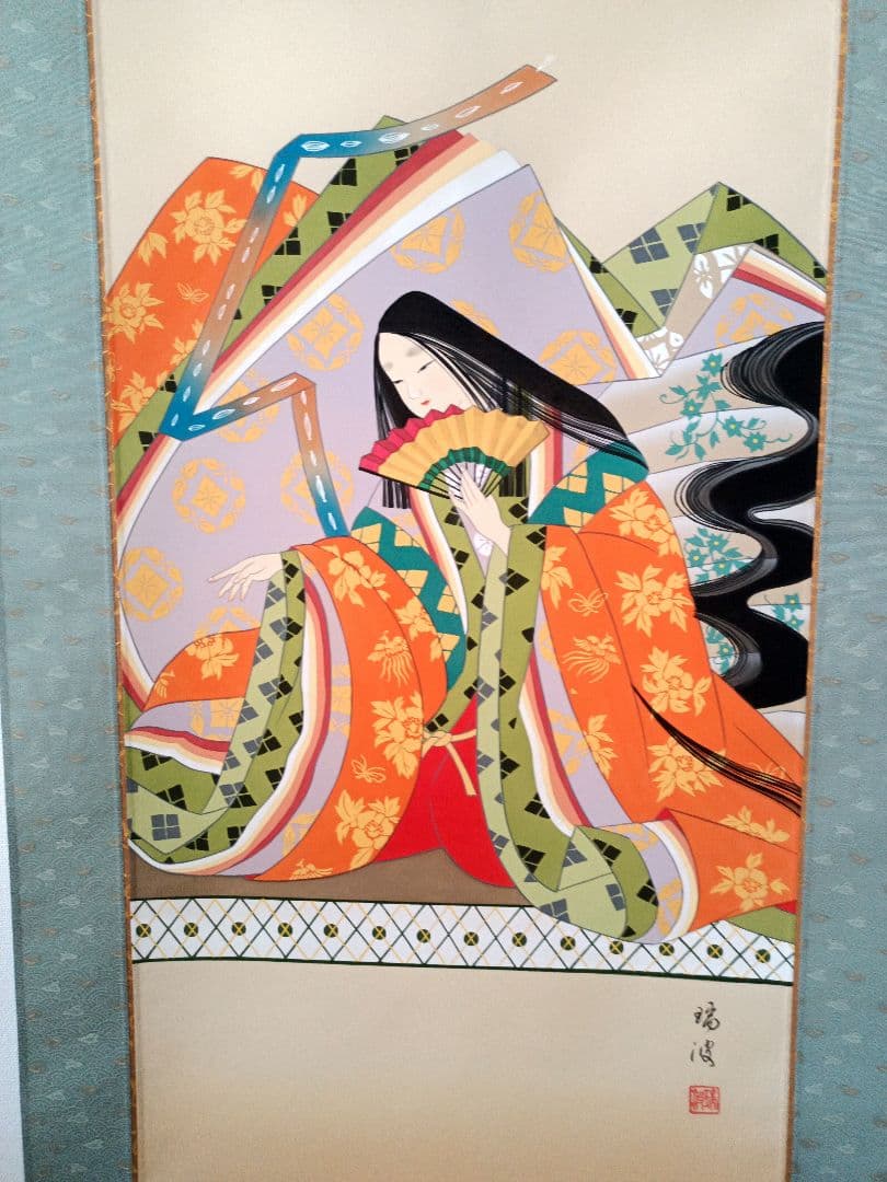 誕生祝いに！　掛軸 紫式部 稲垣瑞波 【尺五立・標準サイズ】54✕184㌢