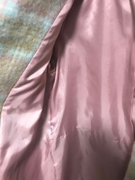 チェック　モヘア　シャギーコート