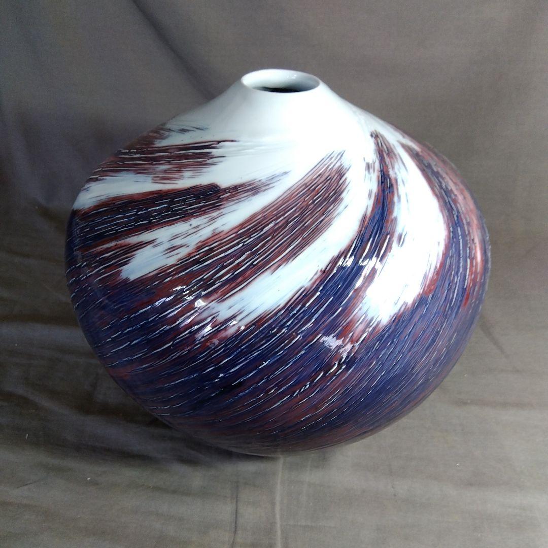 【前田泰昭】現代工芸会　日展特選陶芸作家　前田泰昭作　辰沙渦波濤　花瓶