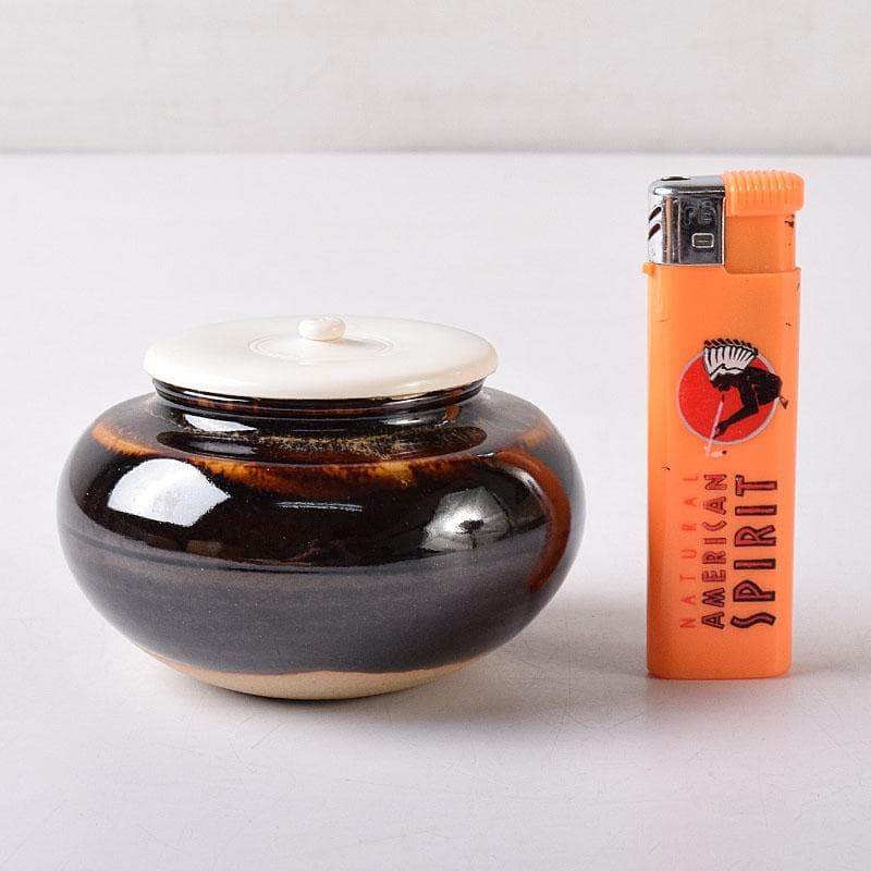 茶道具　桶谷定一作　大海茶入　仕覆付　共箱　C　7882