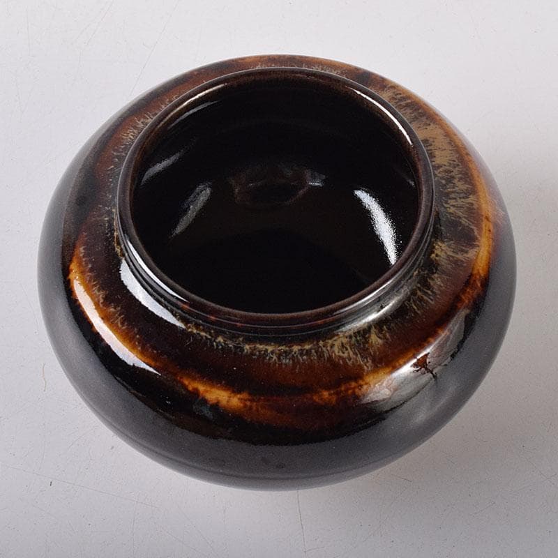 茶道具　桶谷定一作　大海茶入　仕覆付　共箱　C　7882