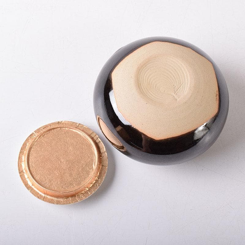 茶道具　桶谷定一作　大海茶入　仕覆付　共箱　C　7882