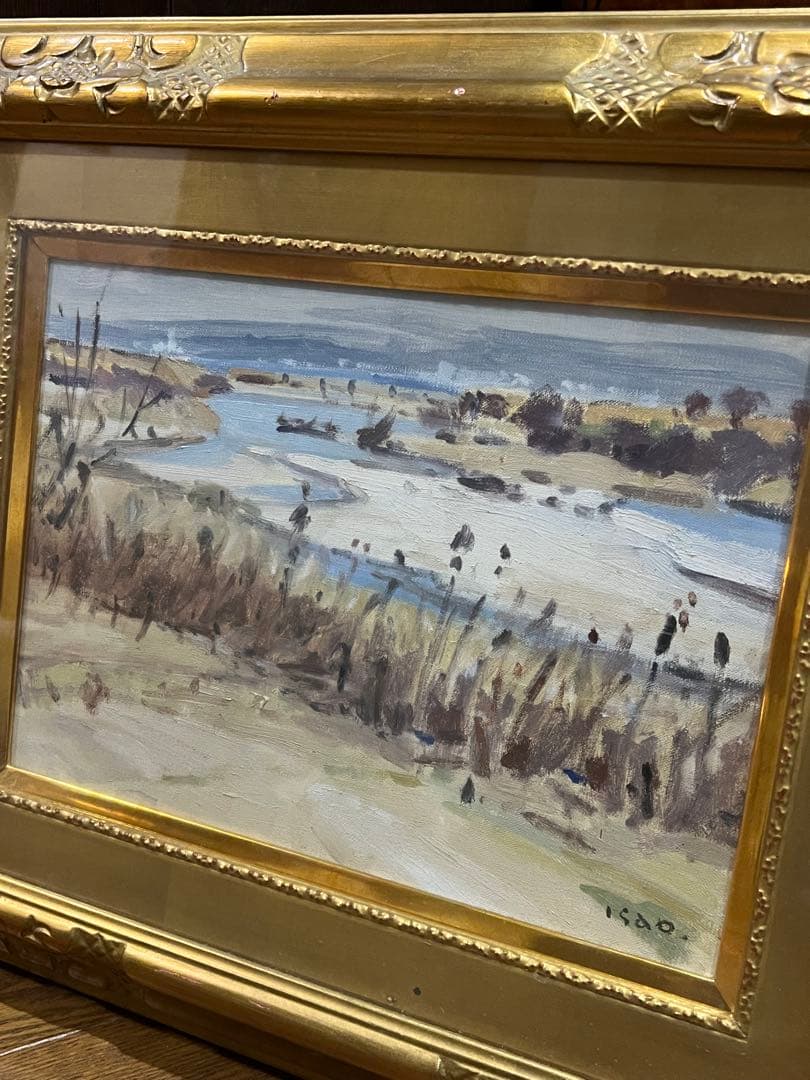 小沢　功　作品　油絵　矢作川