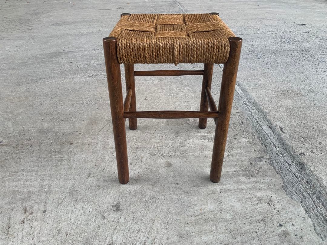 アンティーク ラッシュ スツール 縄編み チェア 民芸家具 椅子 No.2