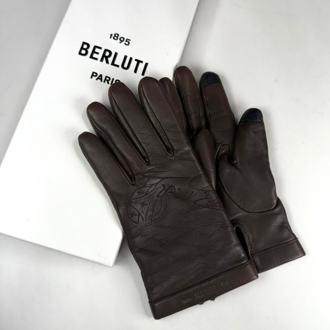 未着用 BERLUTI カリグラフィ シープスキン カシミヤ グローブ #7