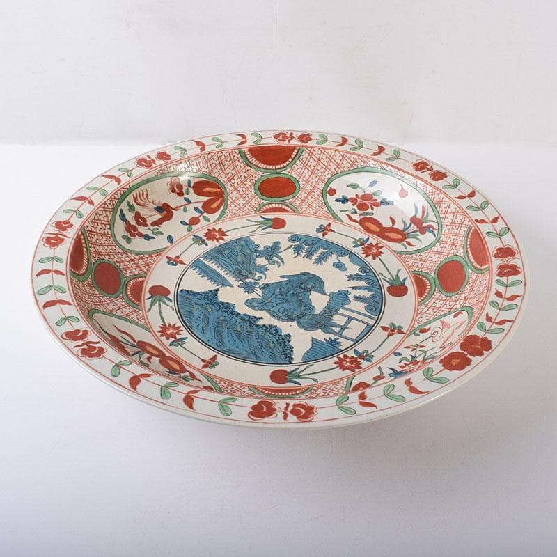 中国　呉州赤絵　獅子花文　大皿　飾り皿　直径約41㎝　V　7348C