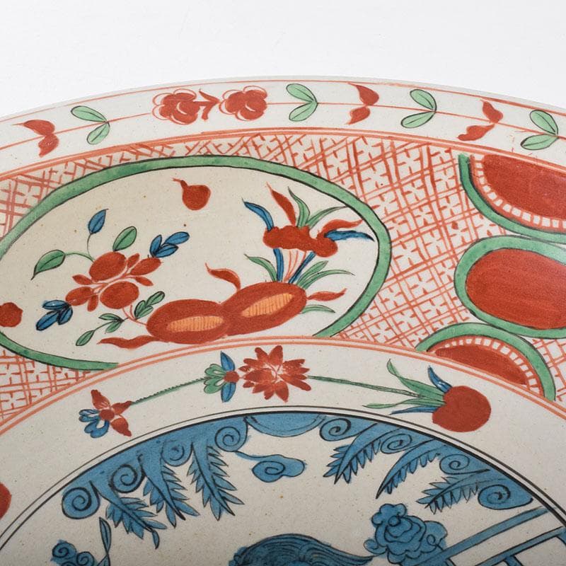 中国　呉州赤絵　獅子花文　大皿　飾り皿　直径約41㎝　V　7348C