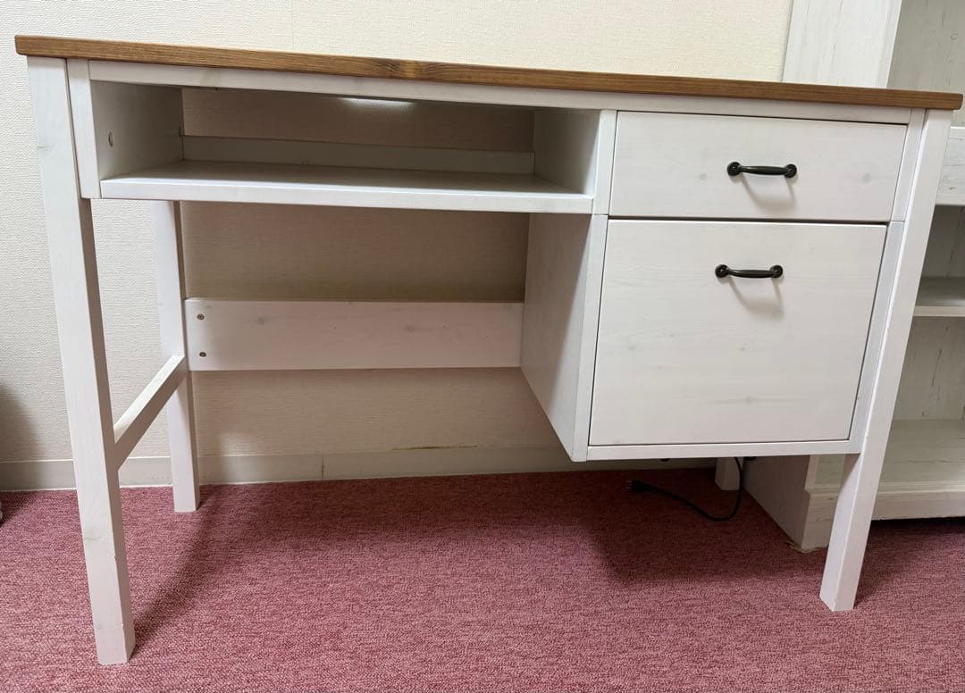 y*i様 デスク 机 パソコンデスク 白 木目 可愛い ホワイト