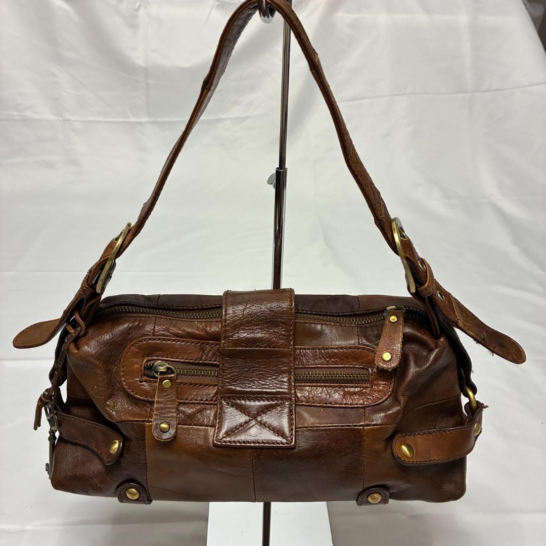 希少 Trideep トライディープ ブラウン レザー ショルダーバッグ 革