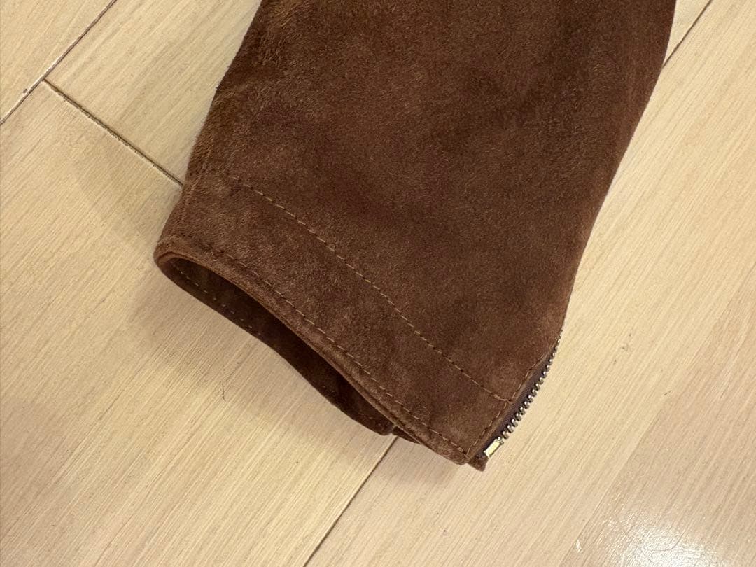 CINQUANTA ブラウン スエード シングルライダースジャケット　46