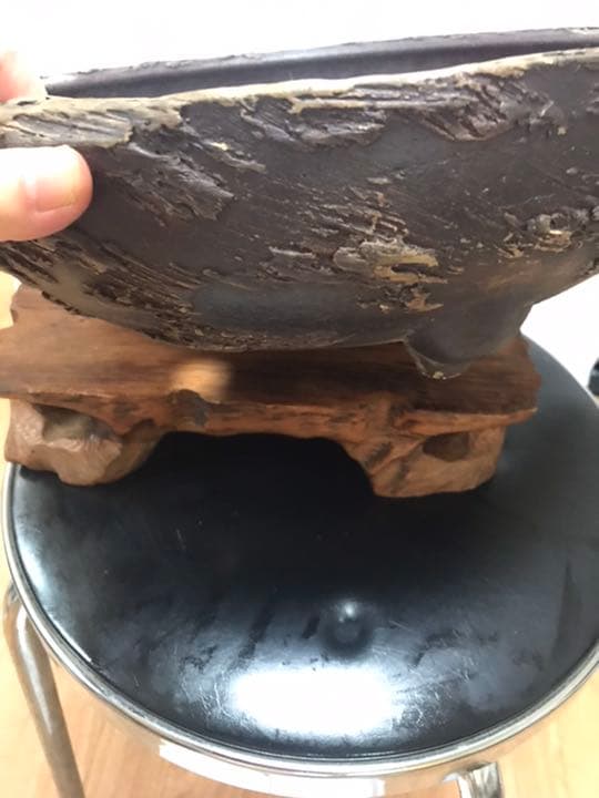 希少時代手作り松皮大きい盆栽鉢木肌作り植木鉢大寄せ植え鉢30cmゴツゴツ南蛮鉢