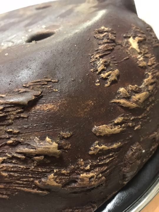 希少時代手作り松皮大きい盆栽鉢木肌作り植木鉢大寄せ植え鉢30cmゴツゴツ南蛮鉢