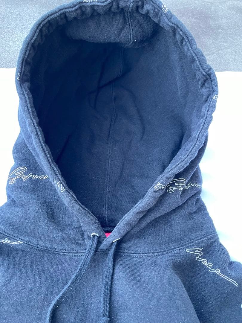 【専用】Supreme 筆記体ロゴ 総柄フーディー ブラック XL