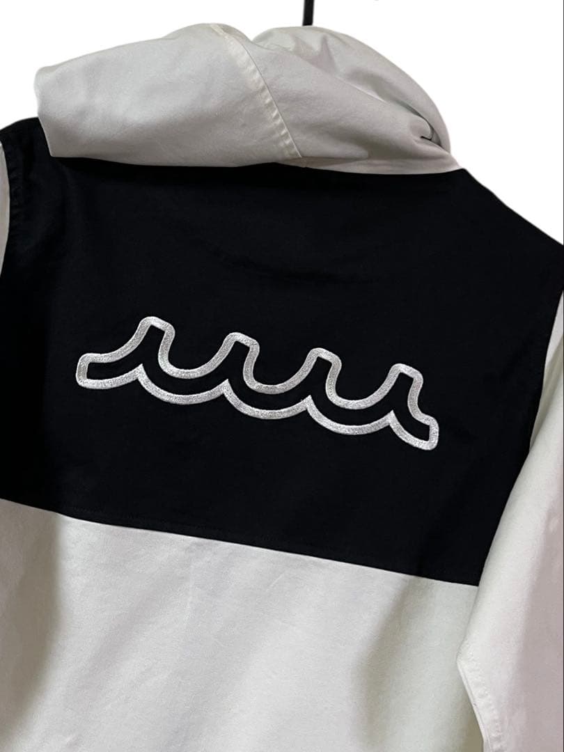 muta MARINE フーデッドパーカー ジャケット 刺繍ロゴ 白×黒 0