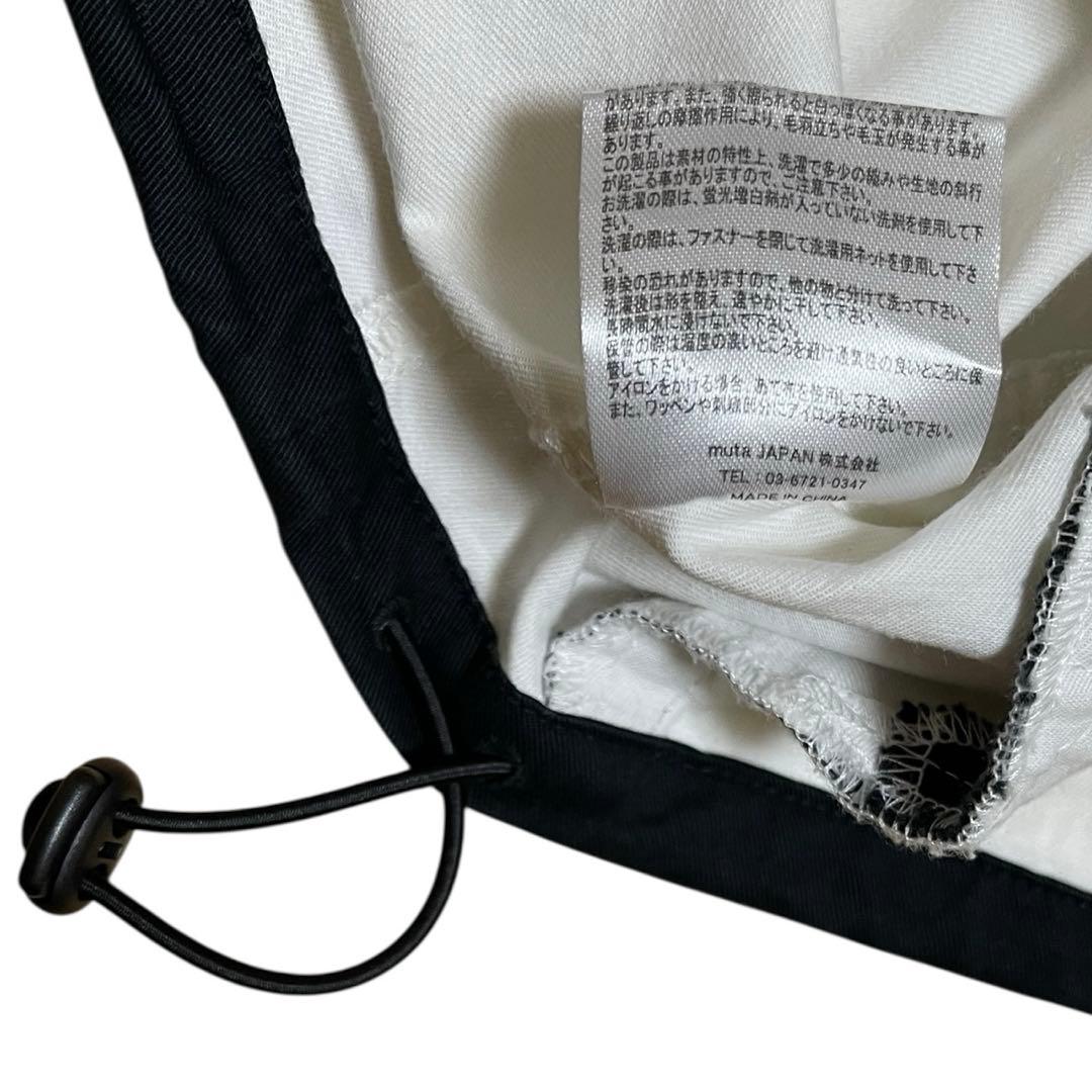 muta MARINE フーデッドパーカー ジャケット 刺繍ロゴ 白×黒 0