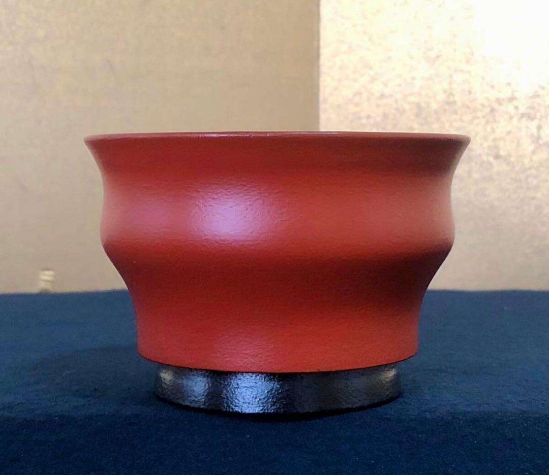 「祖」朱塗 筒向付 梓作 3客 共箱 懐石 (A)