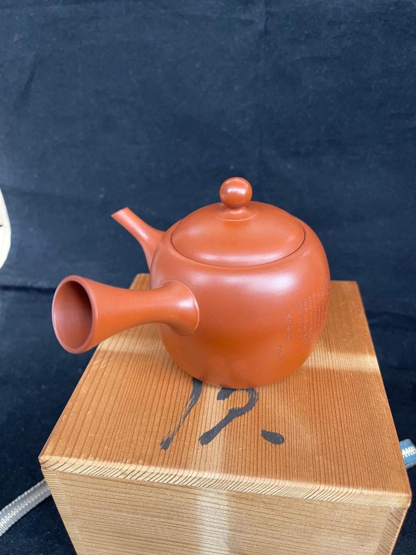 常滑焼　風月作　白道彫り　竹彫り　急須　茶器　煎茶道具