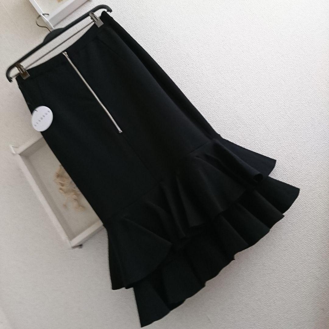新品 SYSORUS×akko3839 タイトラッフルニットスカート ブラックL