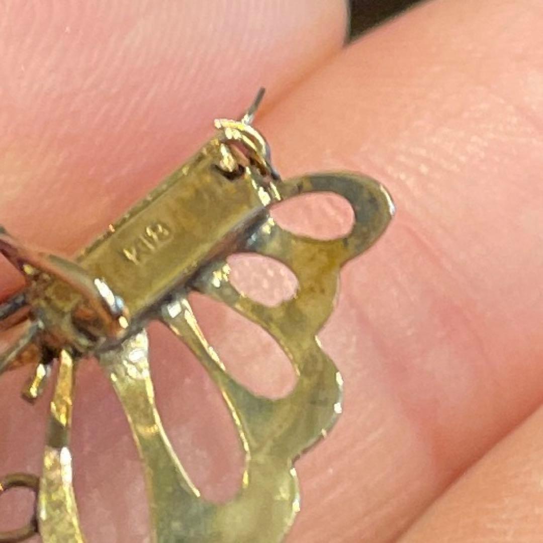 @ K18 蝶々 ブローチ ねじ式 バタフライ アンティーク ヴィンテージ 昭和