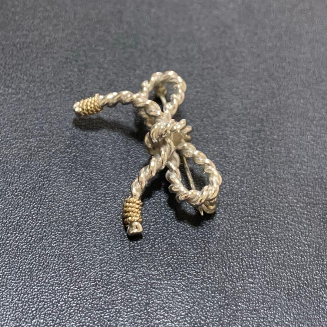 ティファニー　ツイストリボン　シルバー925/K14 ブローチ