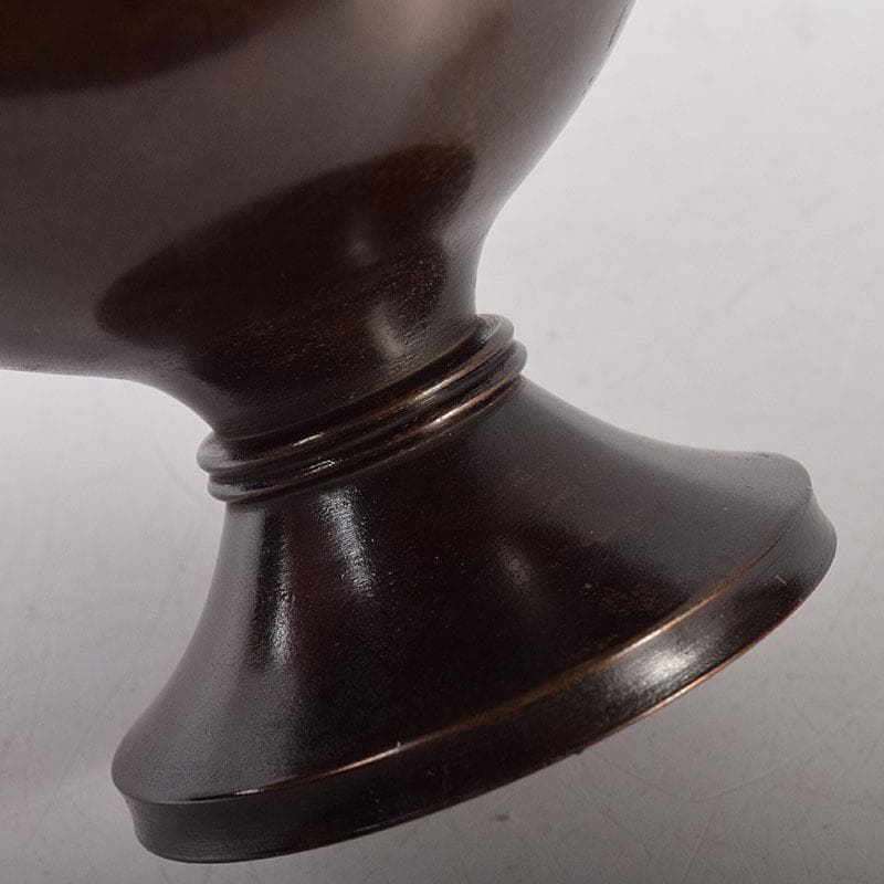 茶道具　釜師　根来実三作　唐銅　火屋蓋置　共箱　V R8718