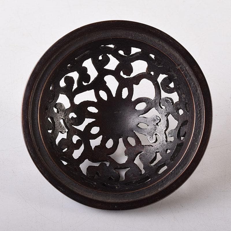 茶道具　釜師　根来実三作　唐銅　火屋蓋置　共箱　V R8718