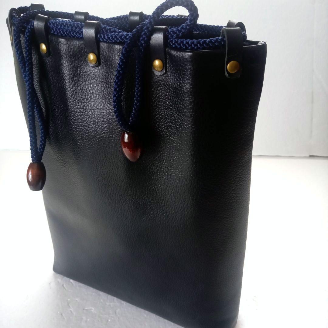 【未使用に近い/レザー巾着/信玄袋//ブラック】