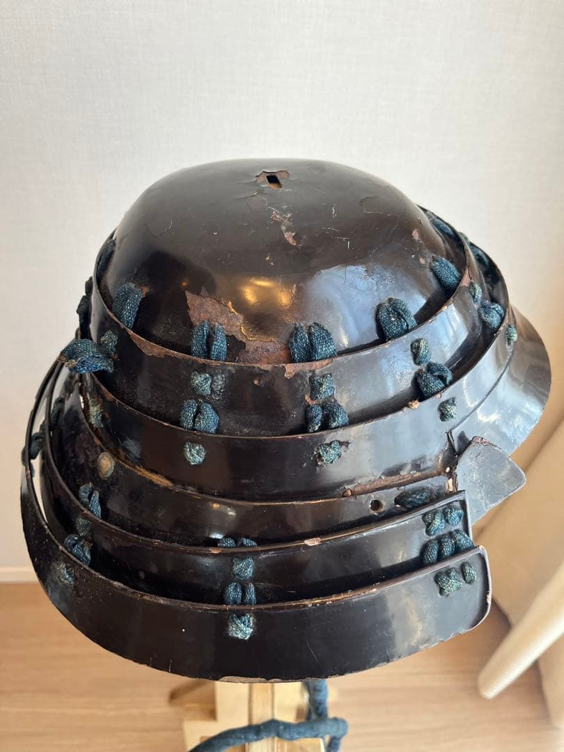 甲冑 兜 足軽 黒漆塗 提灯兜 ちょうちん兜 江戸文久期 仙台城下町旧家蔵出し