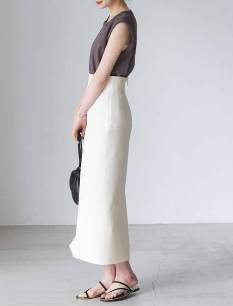 美品★NOBLE ノーブル ジャージーライクカラータイトスカート８