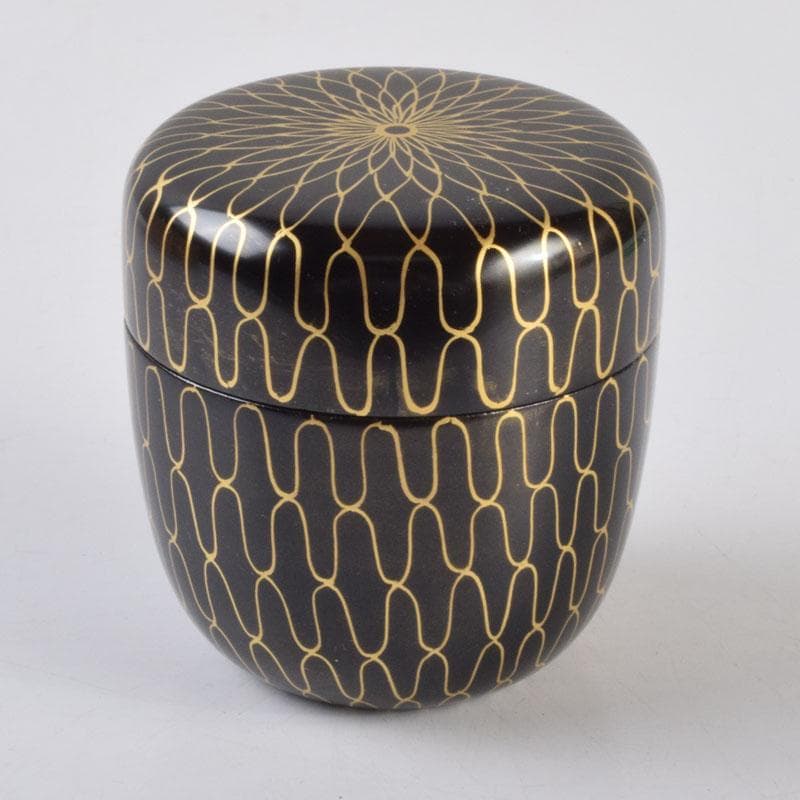 茶道具　中村湖彩作　網目蒔絵　中棗　共箱　V　8650