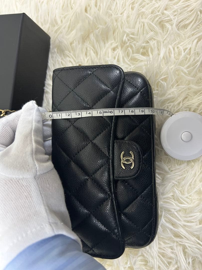 CHANEL ショルダー　チェーンウォレット　キャビアスキン