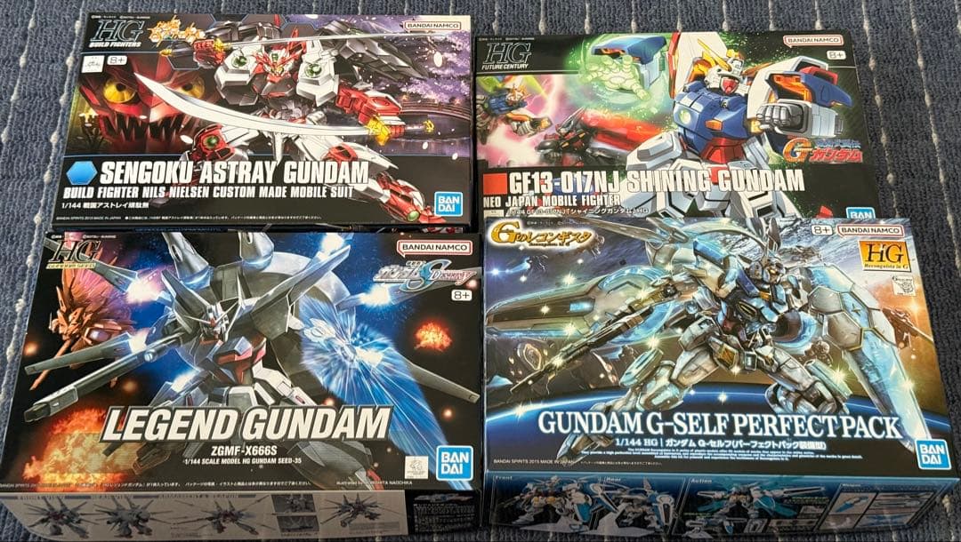 HGガンプラ 4種セット/戦国アストレイ/シャイニング/レジェンド/GセルフPP
