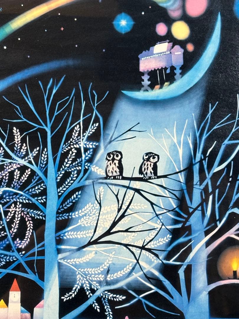 藤城清治　ふくろうの森　ダイヤモンドスクリーニング　281/800風景画　版画